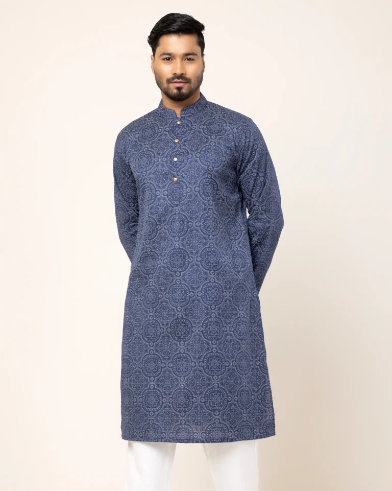 Traditional Navy Print Panjabi
