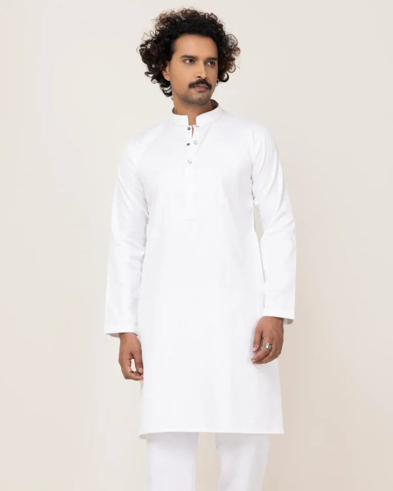 White Quilted Texture Panjabi