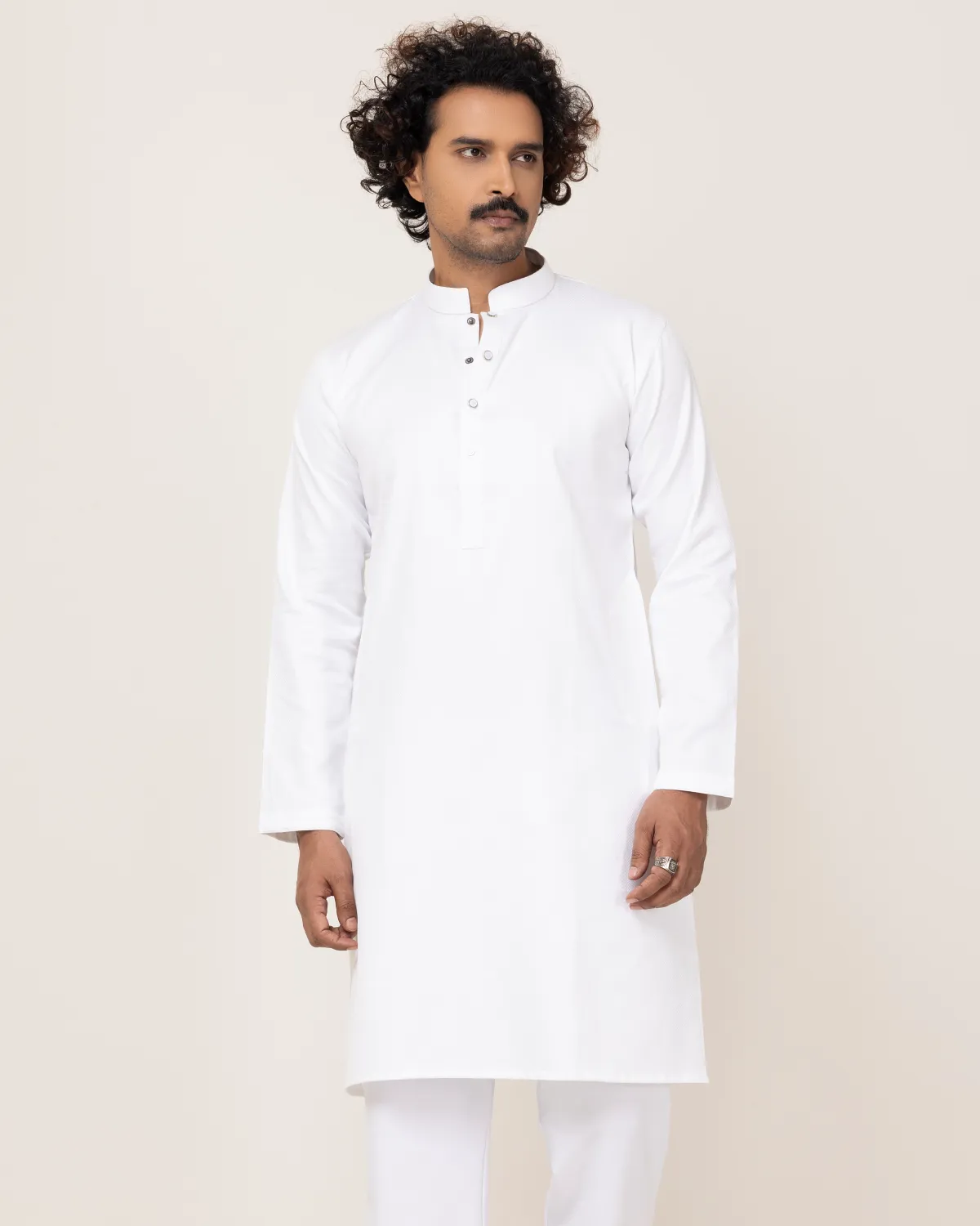 White Quilted Texture Panjabi